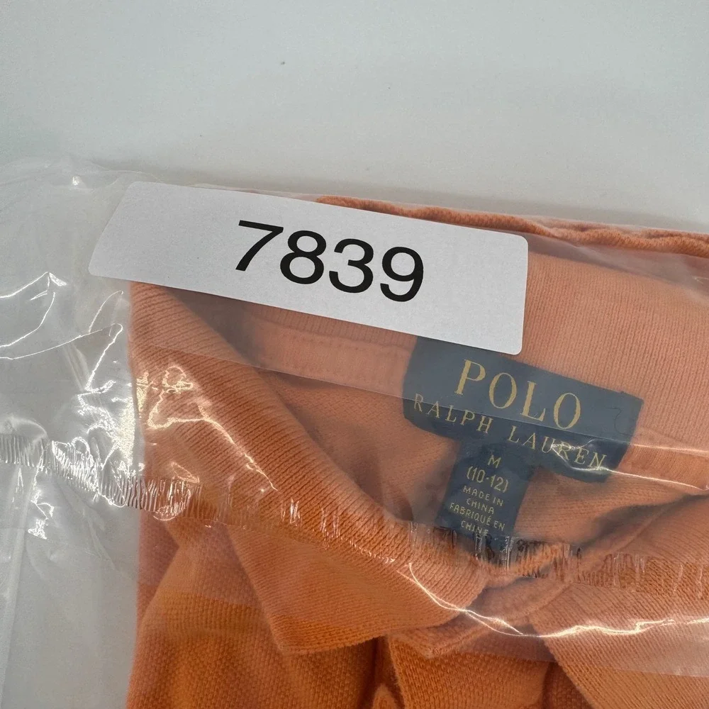 Polo Ralph Lauren Kids Medium 10 -12 Orange Short Sleeve Shirt Embroidered‎ Pony